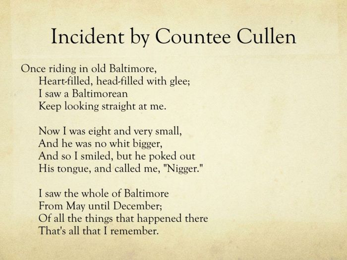 Countee incident cullen poem analysis