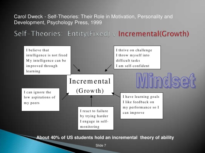 An important component to carol dweck's theory of motivation is