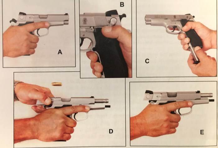 Which is a step in safely unloading a firearm